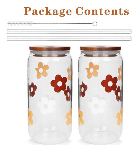 Vasos De Vidrio De 20oz Con Tapa Y Pajita