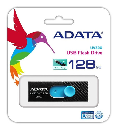 Memoria Usb Adata Uv320 128gb Usb 3.1 Lectura Máx 100mb/s