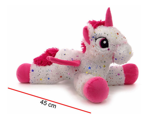 Imagen 3 de 6 de Unicornio Echado Alas Estrellas Peluche 45cm Phi Phi Toys