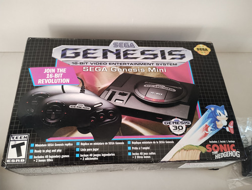Sega Genesis Mini Mega Drive Completo Original 2 Controles Preto