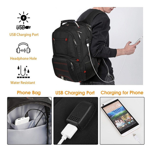Mochila Extra Grande, Ordenador Portátil De Viaje Mochila Ts