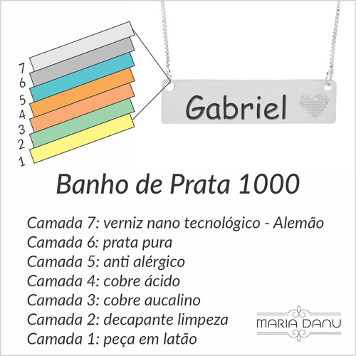 Colar Pers. Chapinha Gravado Nome Cadu Banhado Prata 1000