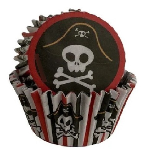 Pirotin Porta Cupcakes N10 X 36 Un - Calavera Pirata