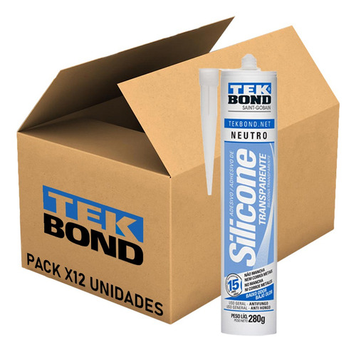 Silicona Neutra Transparente 280 Gr Pack X12 Tek Bond Mm