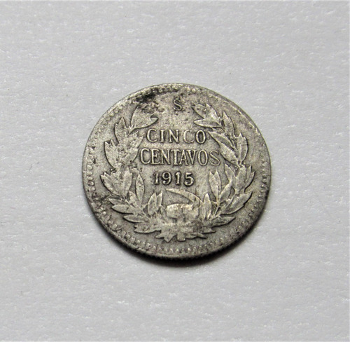 Moneda Chile 5 Centavos 1915 Plata