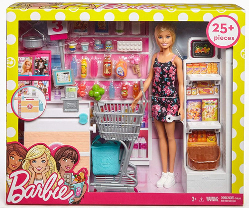 Muñeca Barbie Set Vamos De Compra Al Supermercado 25 Piezas