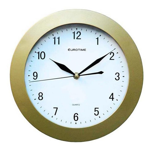 Reloj Pared Eurotime Mod 996/1800 Redondo Analogico Dorado