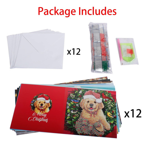 Huacan Tarjetas De Navidad 5d Diy Diamond Pintura Redonda De