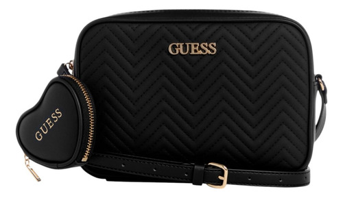 Bolsa Guess Factory Vg979514-bla Acabado de los herrajes Níquel Color Negro Correa de hombro Negro Diseño de la tela Lisa