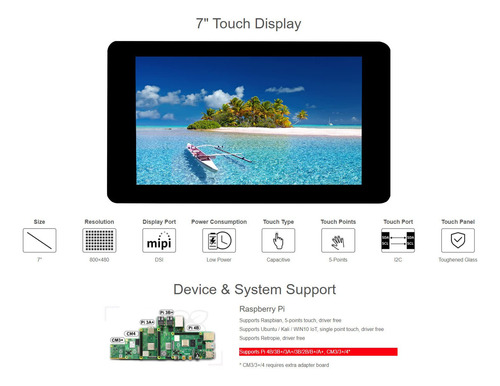 Pantalla Táctil Capacitiva De 7 Pulgadas Waveshare