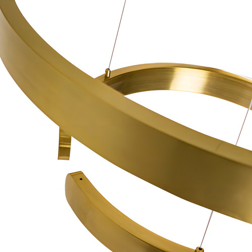 Pendente Lustre 2 Anéis Ring Arco Dourado Led 80w St2123 127/220V