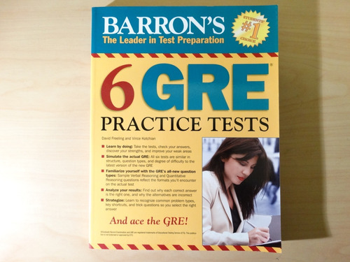 6 Gre Practice Tests, Barron's, David Freeling, Vince Kotchi