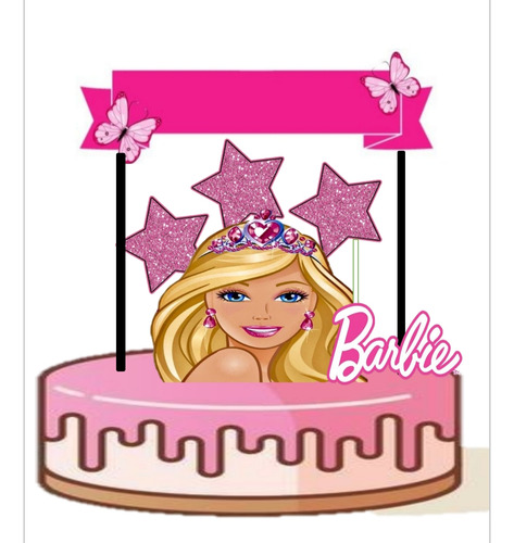 Barbie Topper Torta Incluye Nombre .