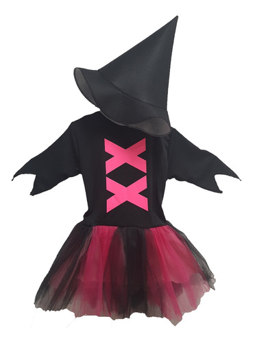 Disfraz Brujita Fucsia Niña Sombrero Gorro Bruja Halloween