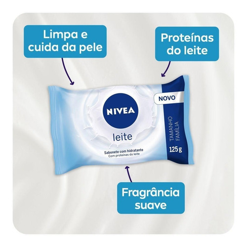 Imagem 2 de 4 de Sabão Barra Sabonete Nivea Hidratante Leite De 125 G