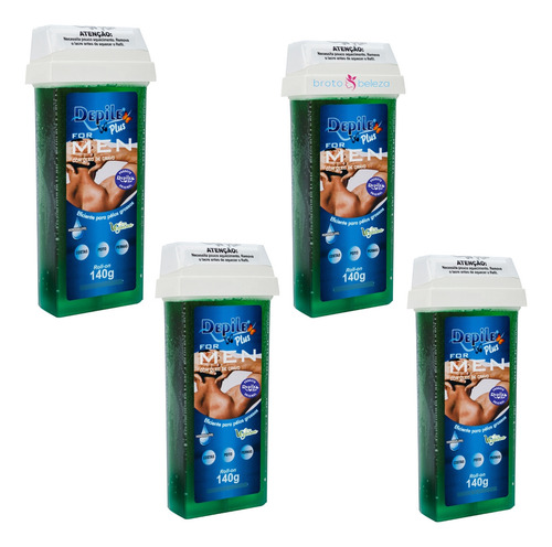 Cera Rollon Depilação Masculina 4x140g Roll-on Broto Beleza