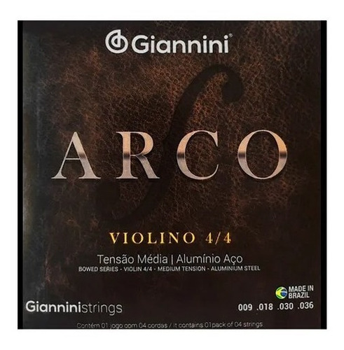 Cuerdas De Violin 4/4 Giannini Evzpro