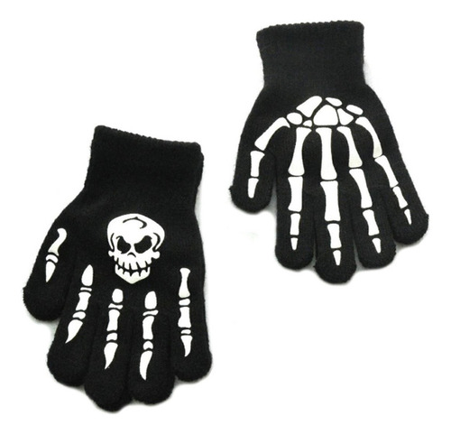 L Guantes Unisex De Medio Dedo Con Calavera Esqueleto Para