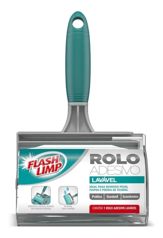 Rolo Adesivo Lavável Remove Pelos Fiapos Flp6497 Flash Limp Verde-lima
