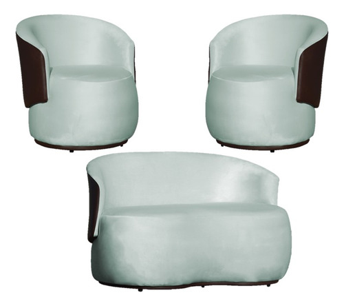 Kit Namoradeira + 2 Poltronas Beatriz Crm Veludo Terracota Cor Veludo Acqua