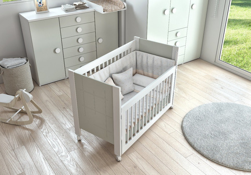 Imagen 4 de 6 de Cuna Charriot Bebe 1,20x0,60 Escocia Cajon Inferior Ruedas