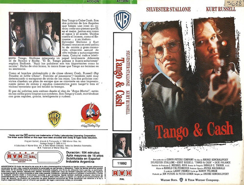 Tango & Cash Vhs Sylvester Stallone Kurt Russel Jack Palance