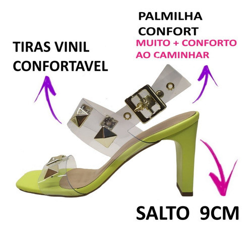Imagem 6 de 6 de Sandália Tamanco Salto Alto Vinil Transparente Confortável