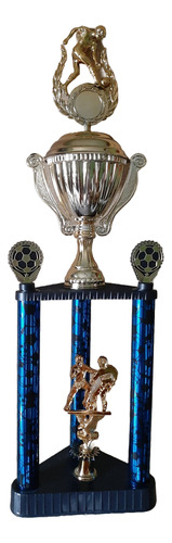 Trofeo Plástico Fútbol Caños Altos Con Peso Adicional 72cm