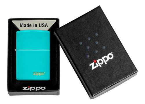 Isqueiro Zippo 49454zl Classic Logo Flat Turquesa Original