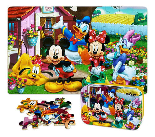 Neilden Disney Puzzles Para Niños En Una Caja De Metal, 60 