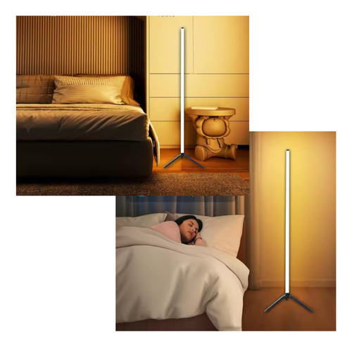 Luz Lampara Pie Led Calido Minimalista Esquinero Decoración Amarillo