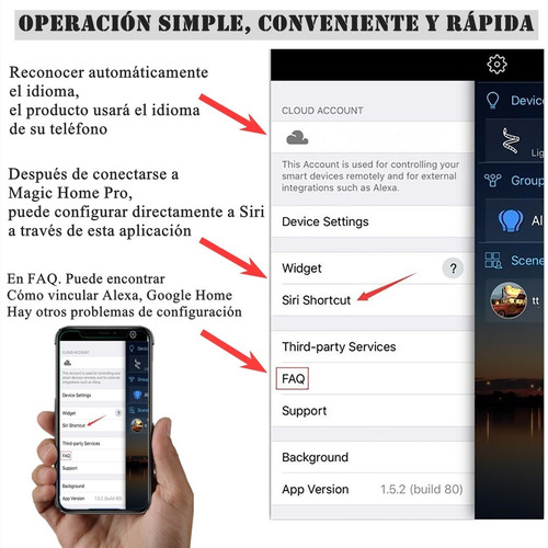 Imagen 7 de 7 de Luz Wifi Inteligente Compatible Con Alexa Google Home Siri