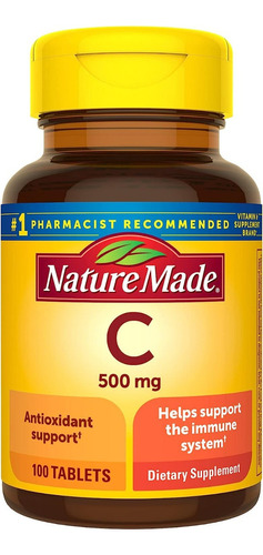 Vitamina C 500 Mg 100 Tabletas, Nature Made, Americano. Sabor N/A