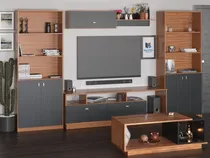 Comprar Combo Mesa Tv + 2 Bibliotecas + Repisa + Mesa Ratona Living