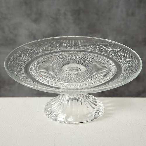 Imagen 3 de 7 de Plato Vidrio Con Pie Para Torta Masas Bandeja 29cm Grande