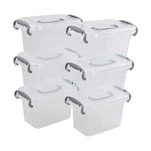Botes/cajas De Plástico Transparente Asa Gris, Mini Or...