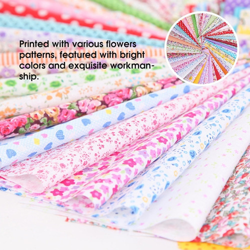 100 Piezas De Tela Estampada Floral Patchworks Algodón Cuadr