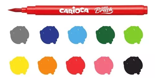 ROTULADORES SUPER BRUSH CARIOCA PUNTA PINCEL LETTERING 10 COLORES