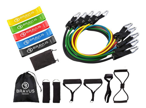 Kit Tubing Premium 12 Peças + 5 Mini Bands Elastico Extensor