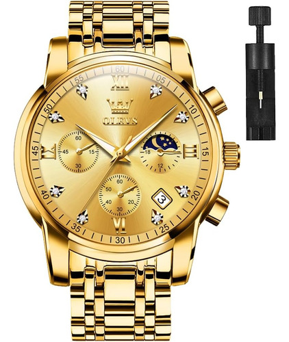 Olevs Reloj Dorado Para Hombres,relojes Casuales De Negocios