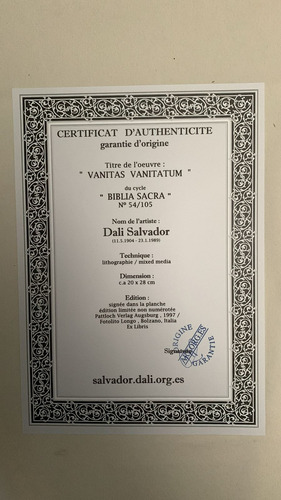 Litographia Salvador Dali Biblia Sacra.oferta 40% Descuento