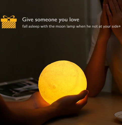 Luminária Lua Cheia Abajur Luz Led 11cm Sem Fio Decoração