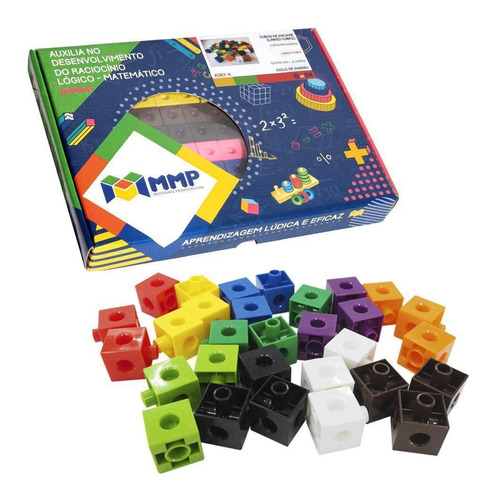 Brinquedo Educativo Blocos De Montar Linked Cubes 100 Peças