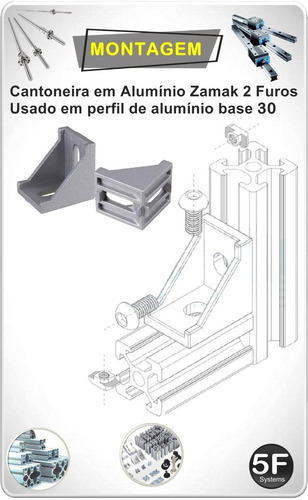 Imagem 3 de 9 de Cantoneira Alumínio Zamak 30x30 Pack 12 Peças