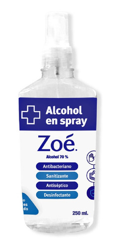 Spray  Zoe 250  Ml 70%  Alcohol