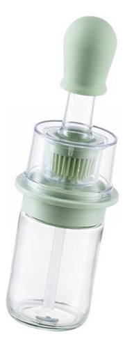 2 Botella De Aceite De Vidrio Con Cepillo De Silicona Verde