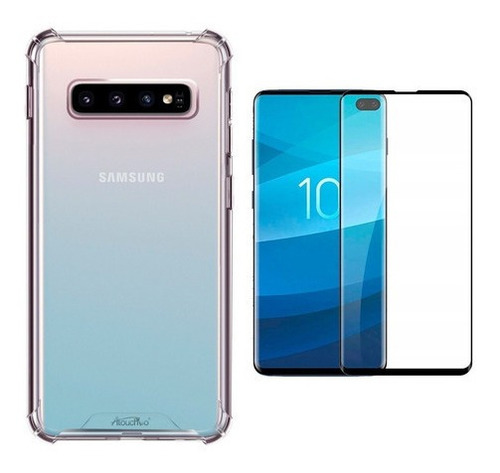 Capinha Capa Anti Impacto Para Galaxy S10 Plus + Pelicula Cor Transparente