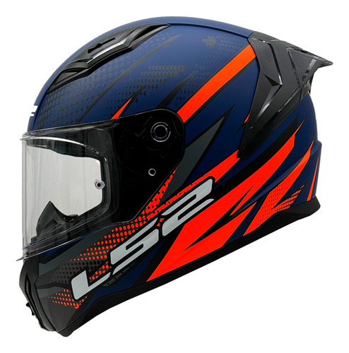 Casco Integral Ls2 Ff810 Azul Naranjo Matte / Codigo Qr