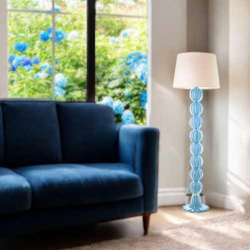Abajur De Chão Para Decoração Em Cristal Murano Lord Cúpula Não Acompanha Cúpula Estrutura Azul-claro