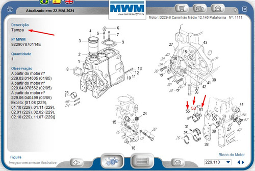 Kit Da Tampa Do Comando D225 D226 D229 Td229 Maxxforce 4.0